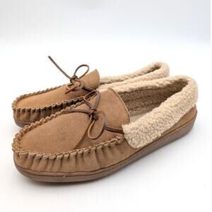 Minnetonka Alpine Sheepskin Moccasin Slippers Women's Chestnut Size US11M EU41.5